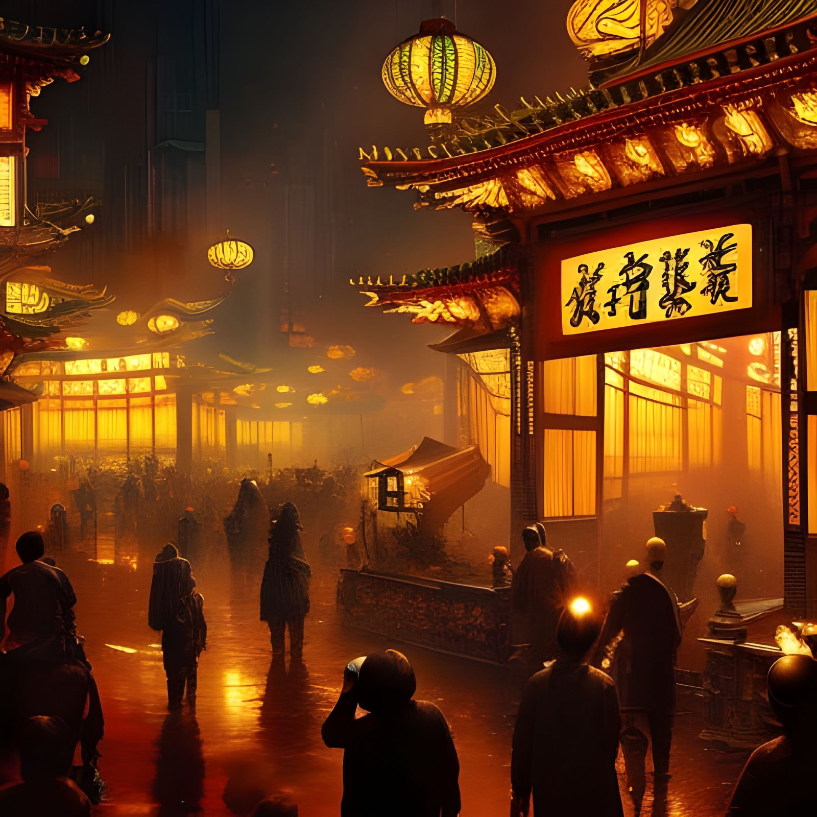 Chinatown Opium Den: A Maximalist Digital Painting
