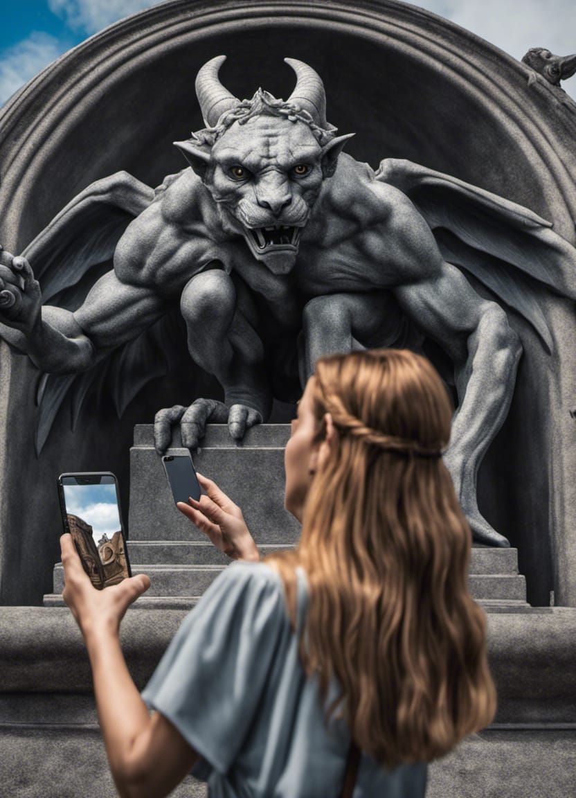Selfie with gargoyle