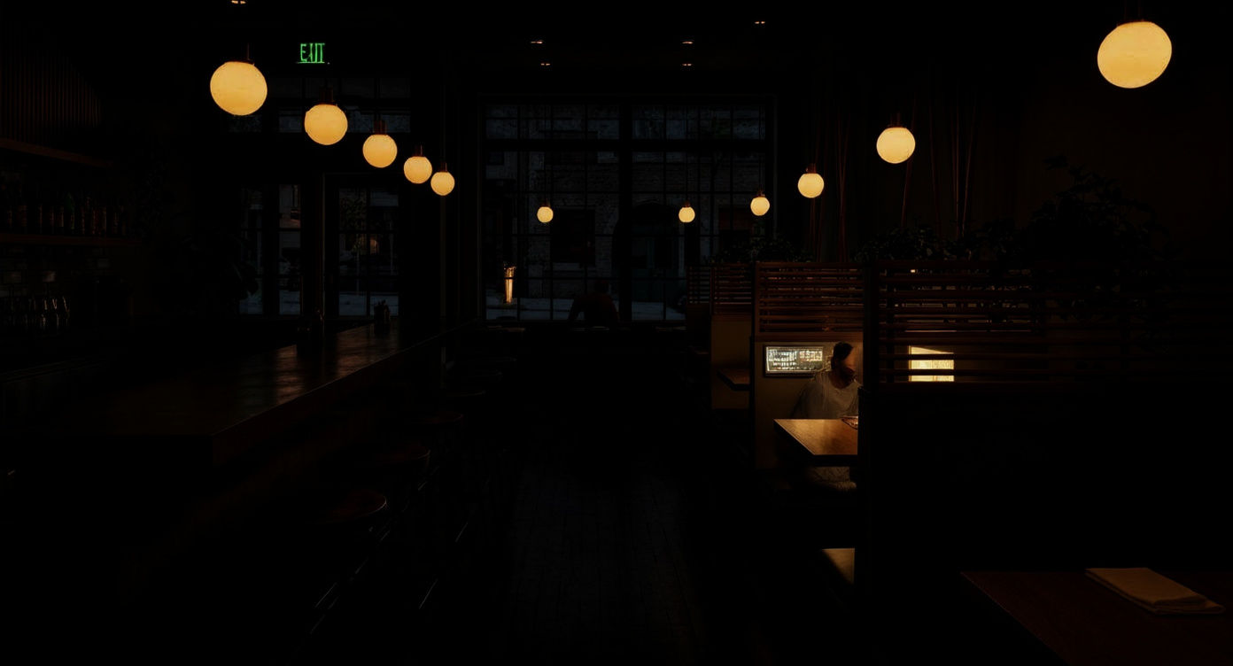 Noodle Bar with Mid-Century Modern Japanese Aesthetic