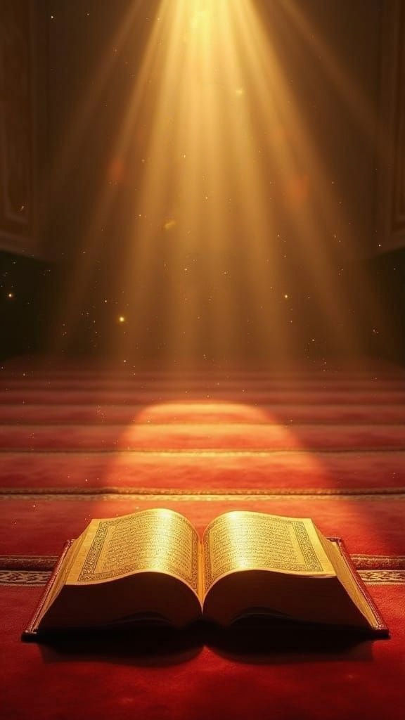 Holy Quran Illuminated in Ethereal Golden Light