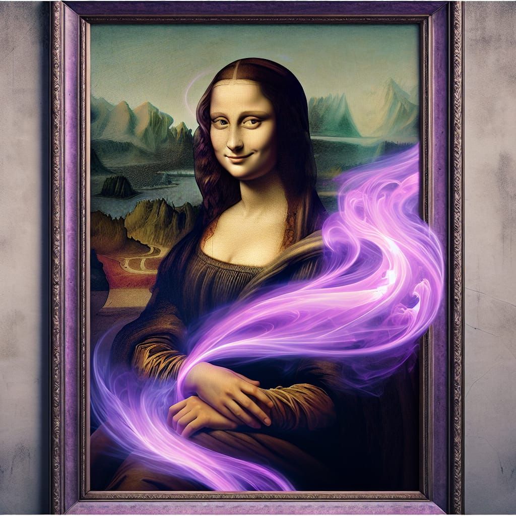 Ethereal Purple Aura Surrounds Mysterious Woman in Portrait