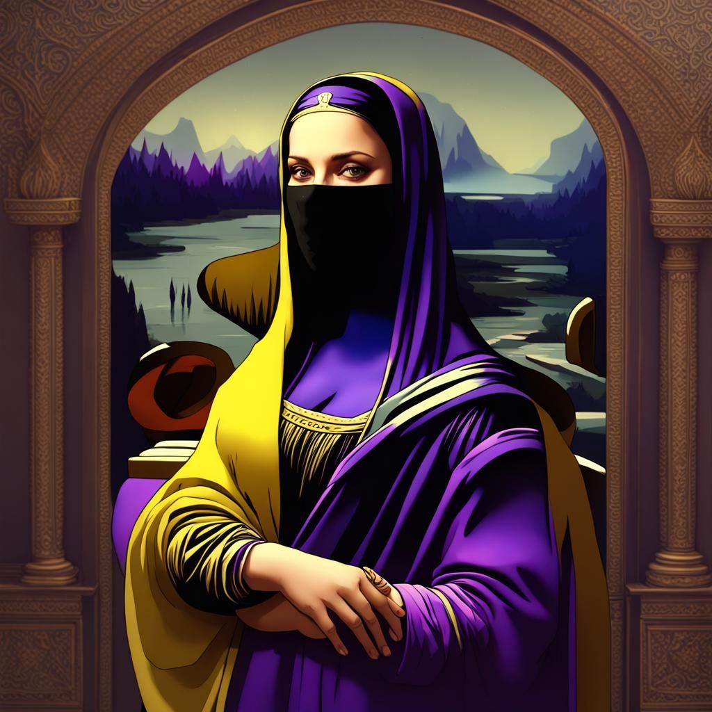 Mona Lisa in Burka: Dark Fantasy Art