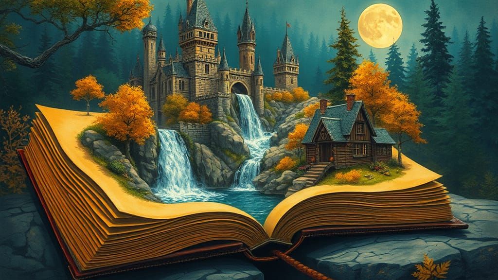 Majestic Book Unfolds to Reveal Whimsical Gothic Castle Scen...