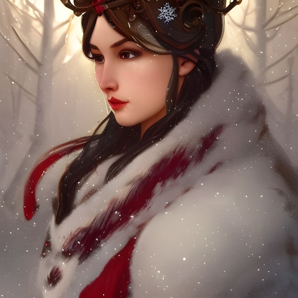 Candy Cane Emperor in Winter Forest, Hyperdetailed