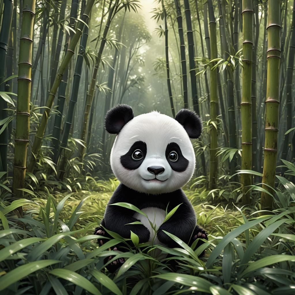 Adorable Baby Panda in Disney Style