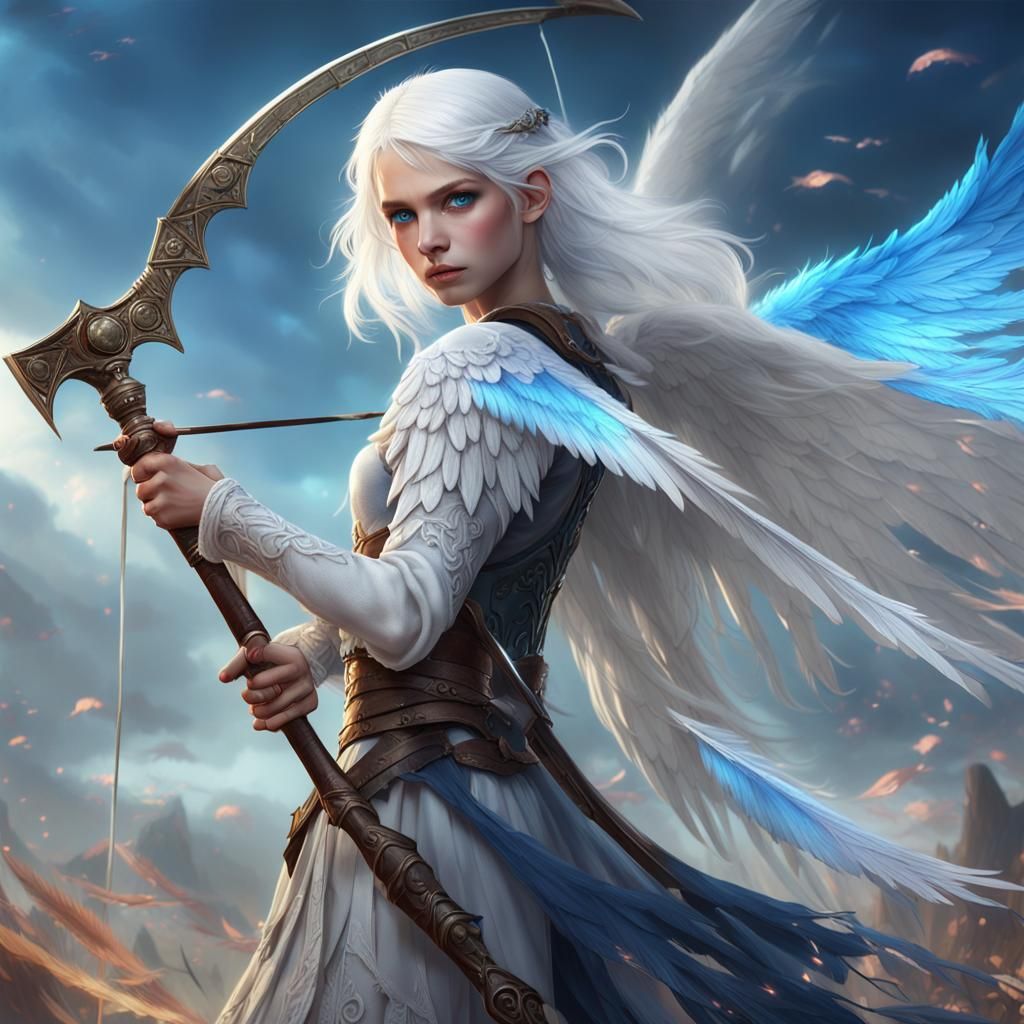 Angel Girl Warrior with Scythe in Fantasy Art