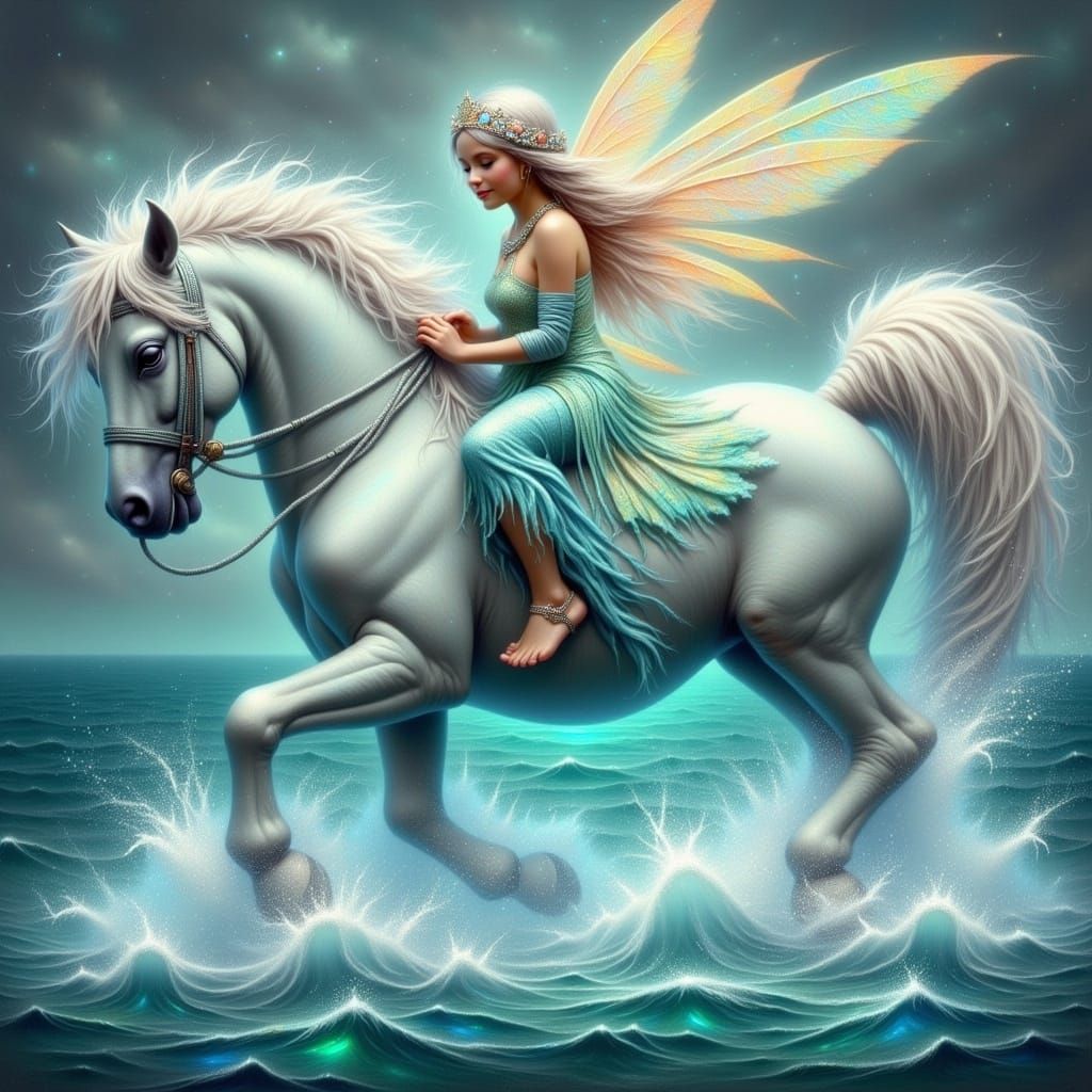 Water Fairy Riding a Water Spirit Horse