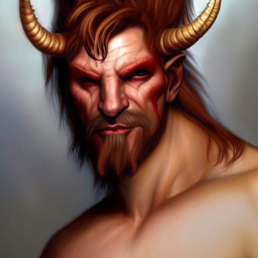 Ethereal Red-Skinned Tiefling with Wings and Horns