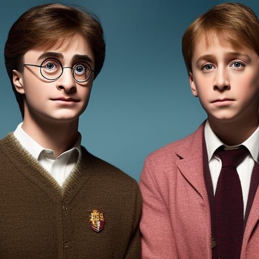 Harry Potter and his friend. The wizard Ron