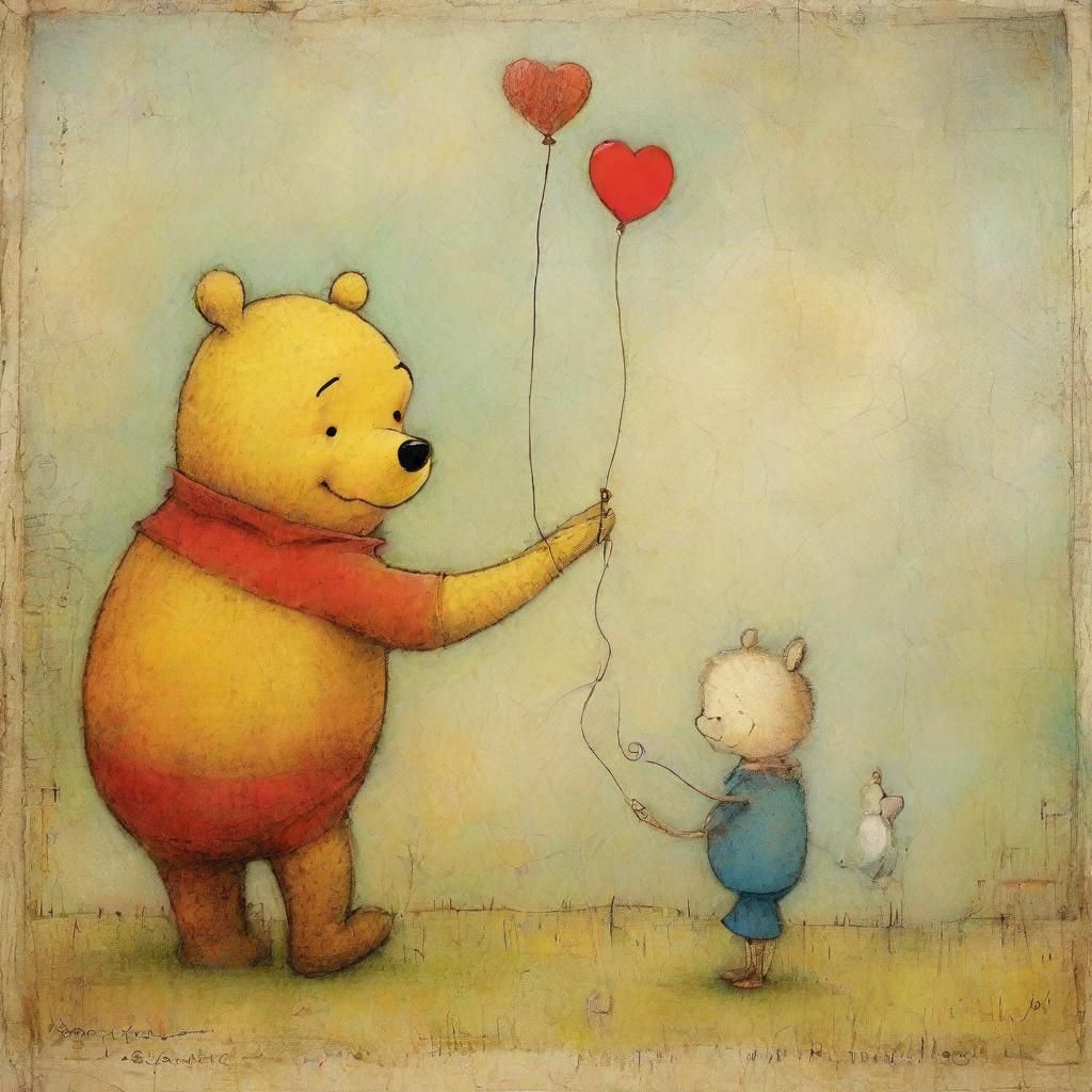 Pooh Bear and Christopher Robin Art
