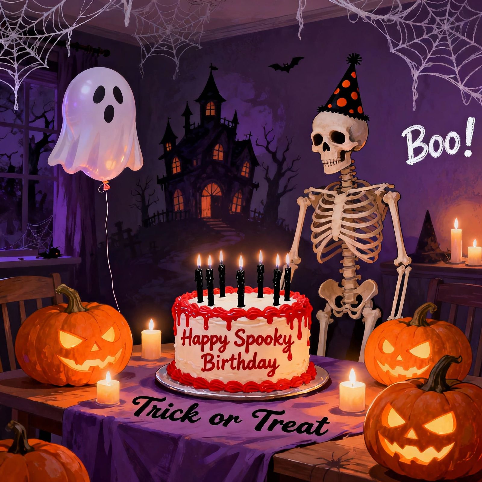 Spooky Birthday Party Scene