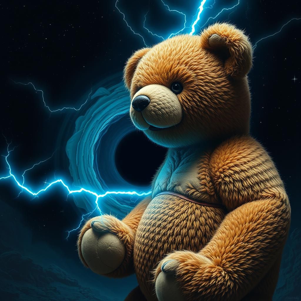 Teddy Bear Conjures Black Hole in Beksiński Style