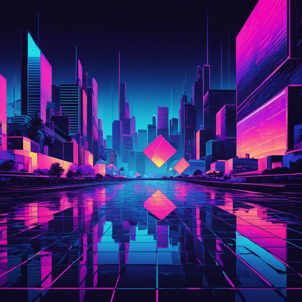 Neon Oceanic Dreams in a Rubik's Cube