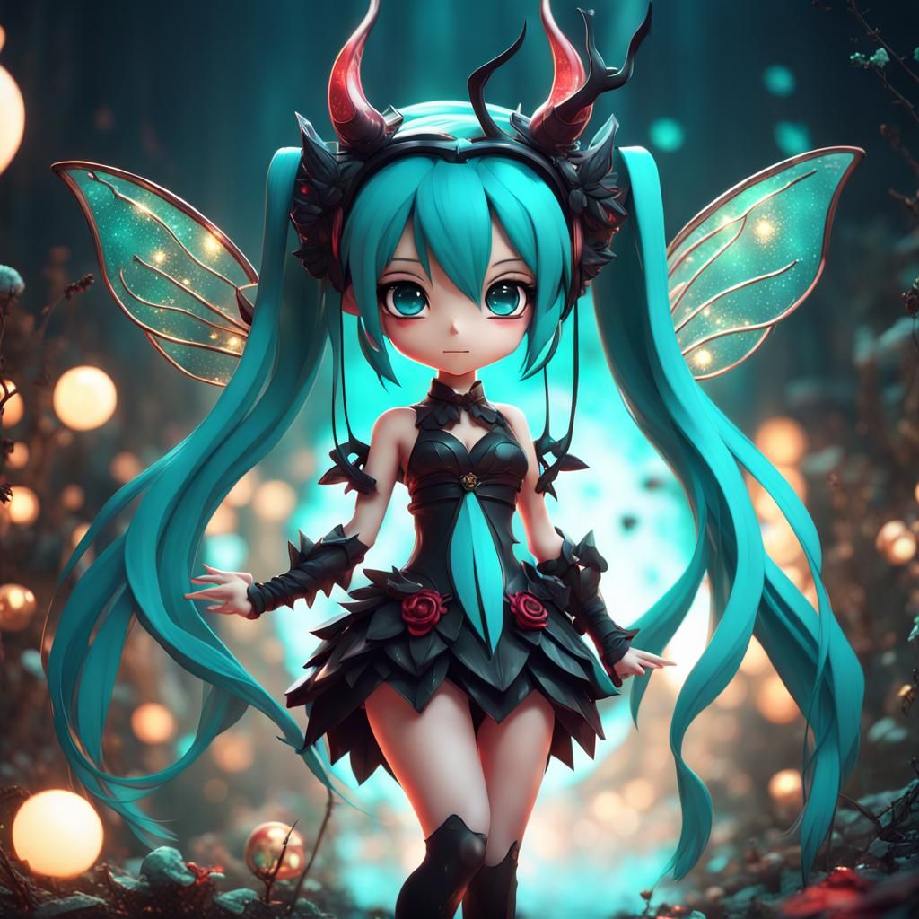 Chibi Devil Fairy Hatsune Miku: Enchanting Digital Art