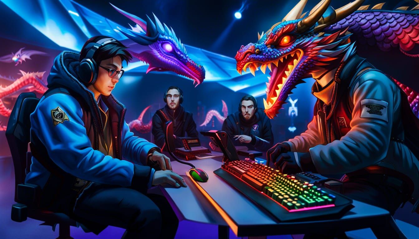 E-sports tournament - a team of players against the enemy