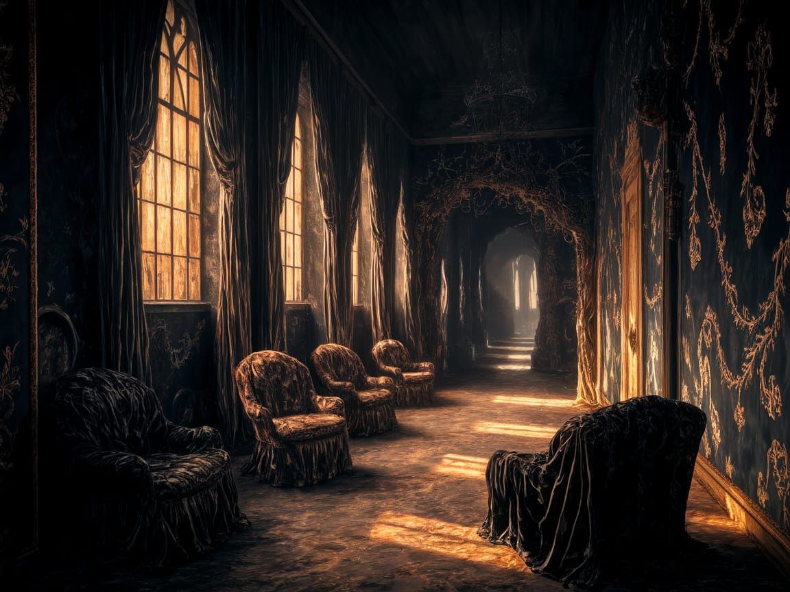 Gothic Horror Castle in Velvet Shadows