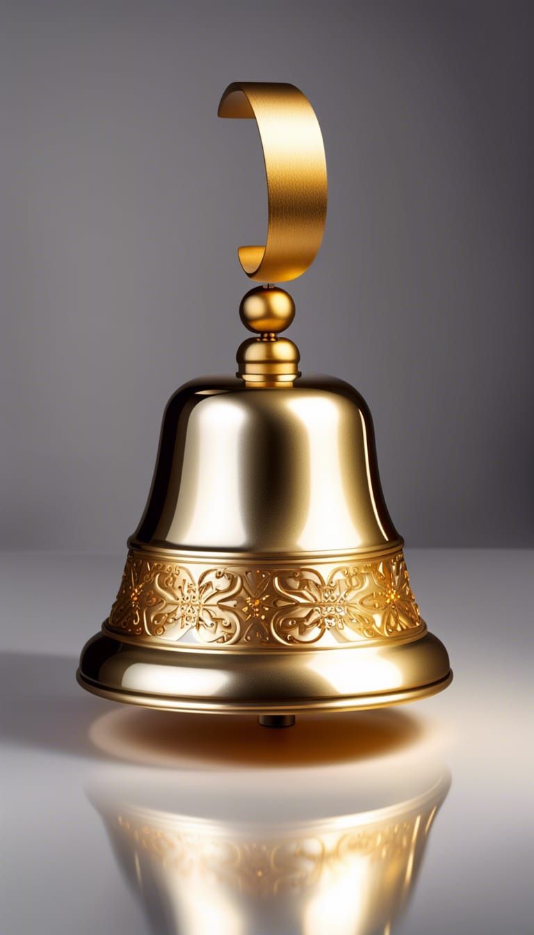 Festive Bell with Traditional Decoration Shimmering in Gold