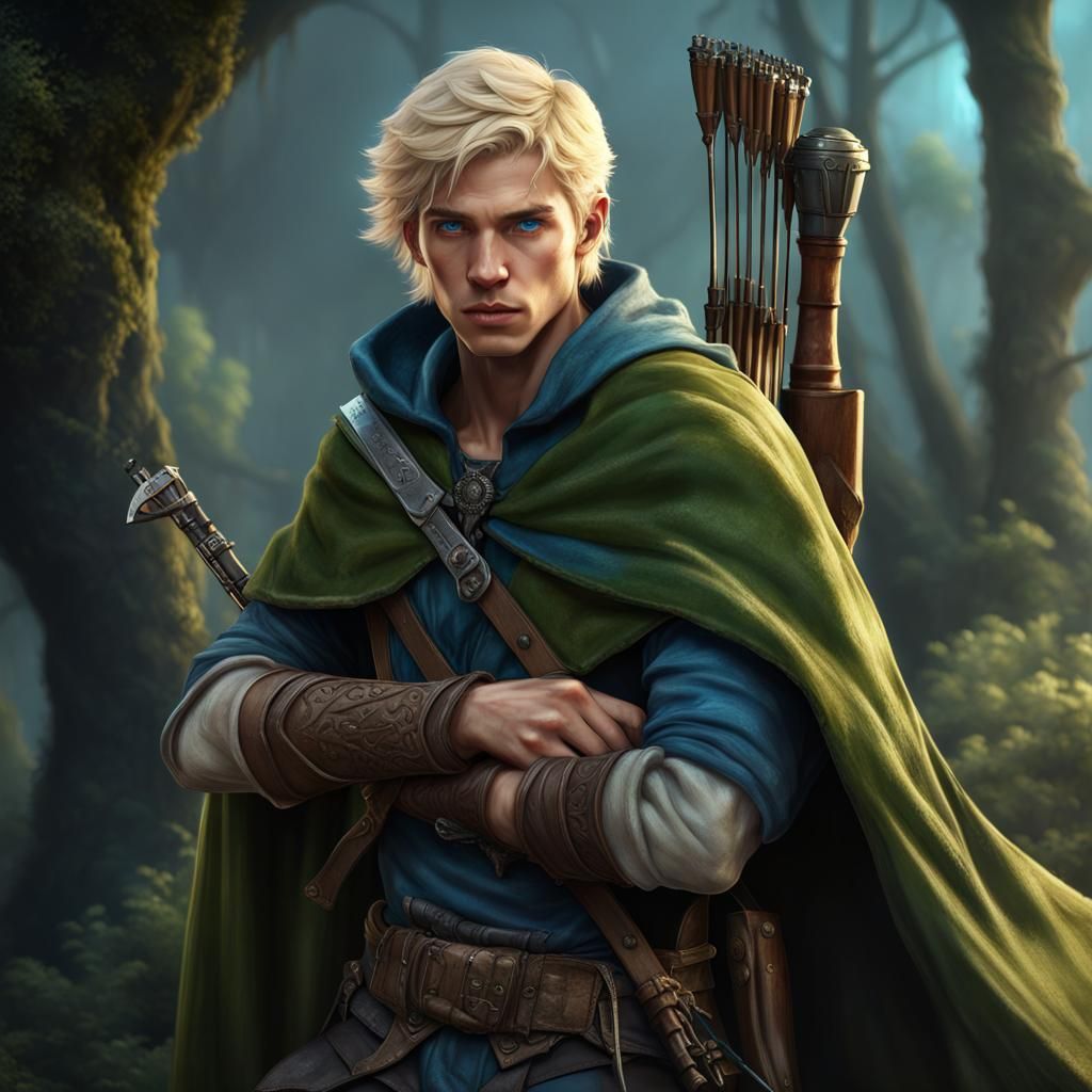 Fantasy Teenage Ranger with Crossbow: Detailed Matte Paintin...