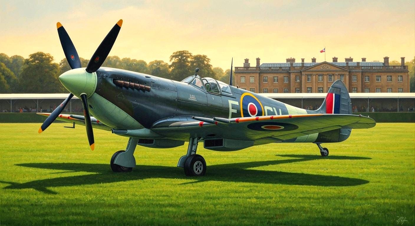 Hyperrealistic Spitfire Mk. IX in Golden Hour Light