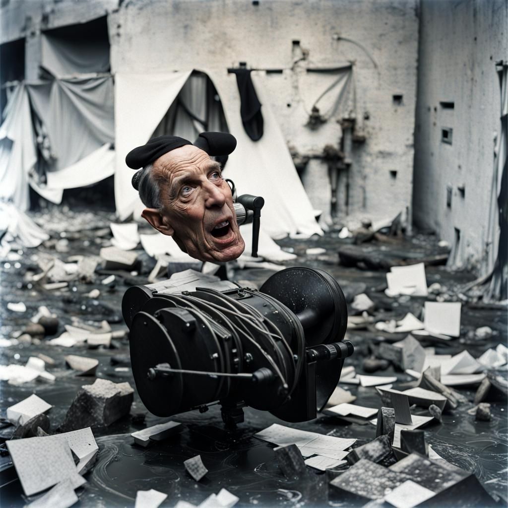 Disturbing Surreal Scene Inspired by Dada and Expressionism