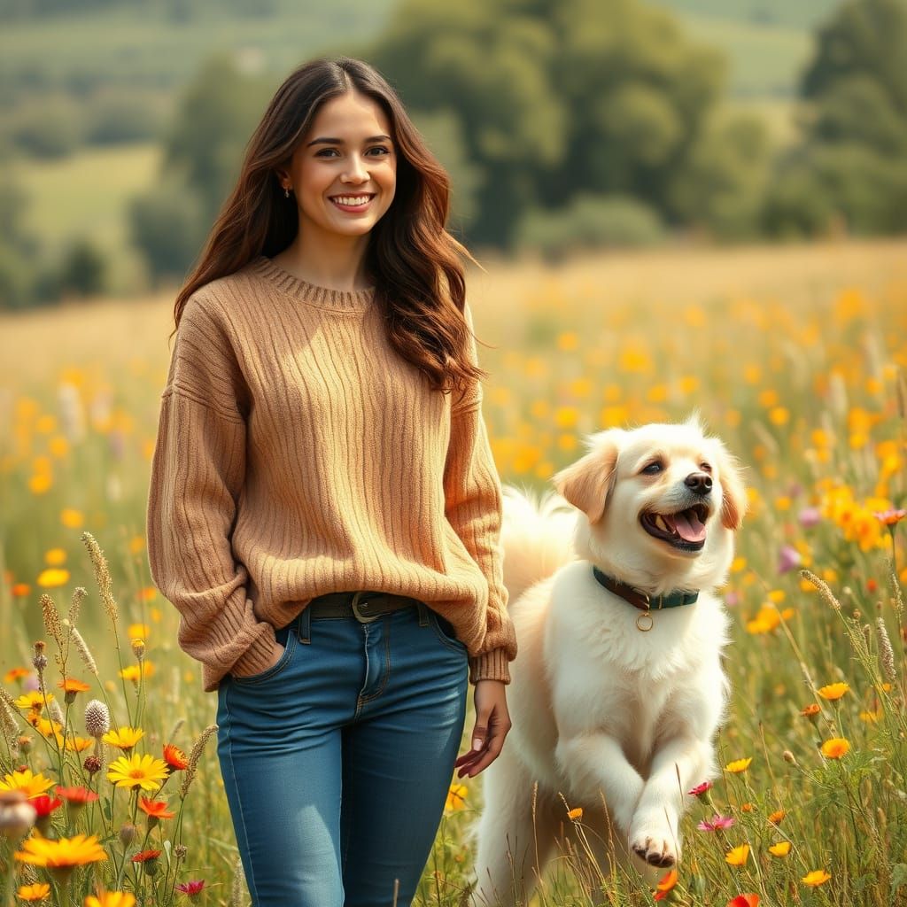 A Man Walks Home with a Loyal Canine Companion
