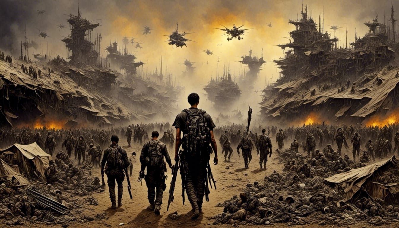 Angelic Figure in Apocalyptic Future, Retro Style