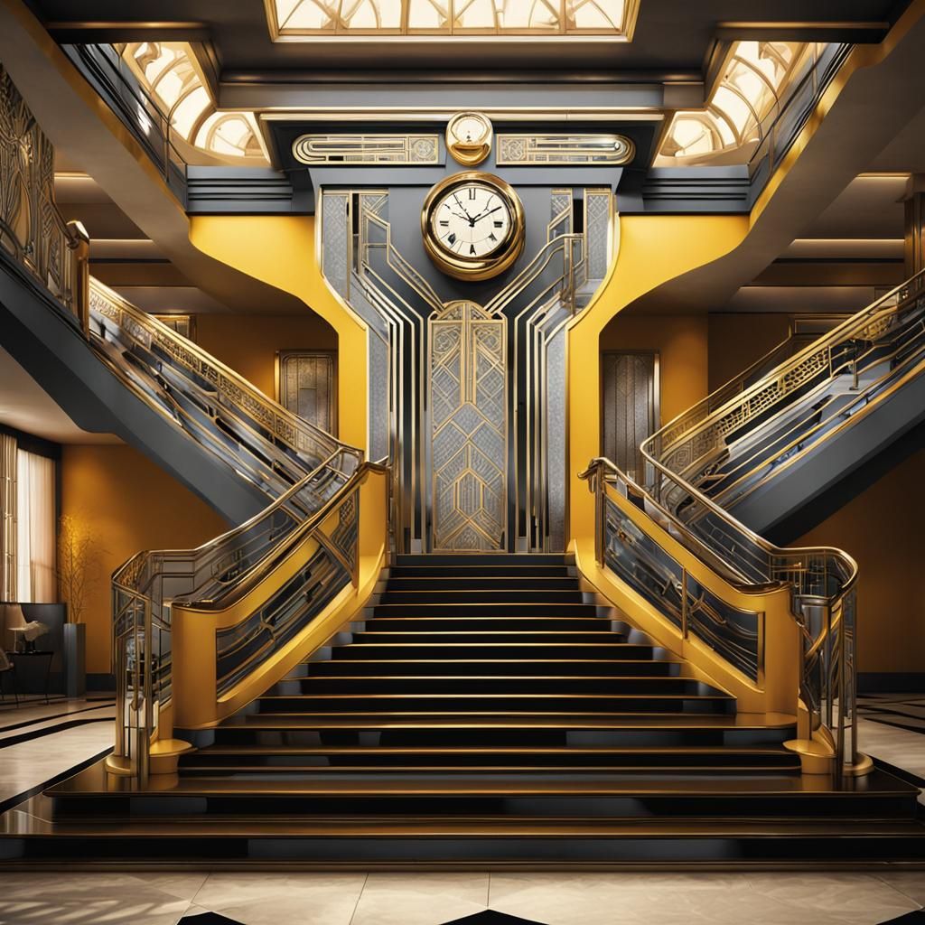 Art Deco Grand Staircase in Pop Art Style