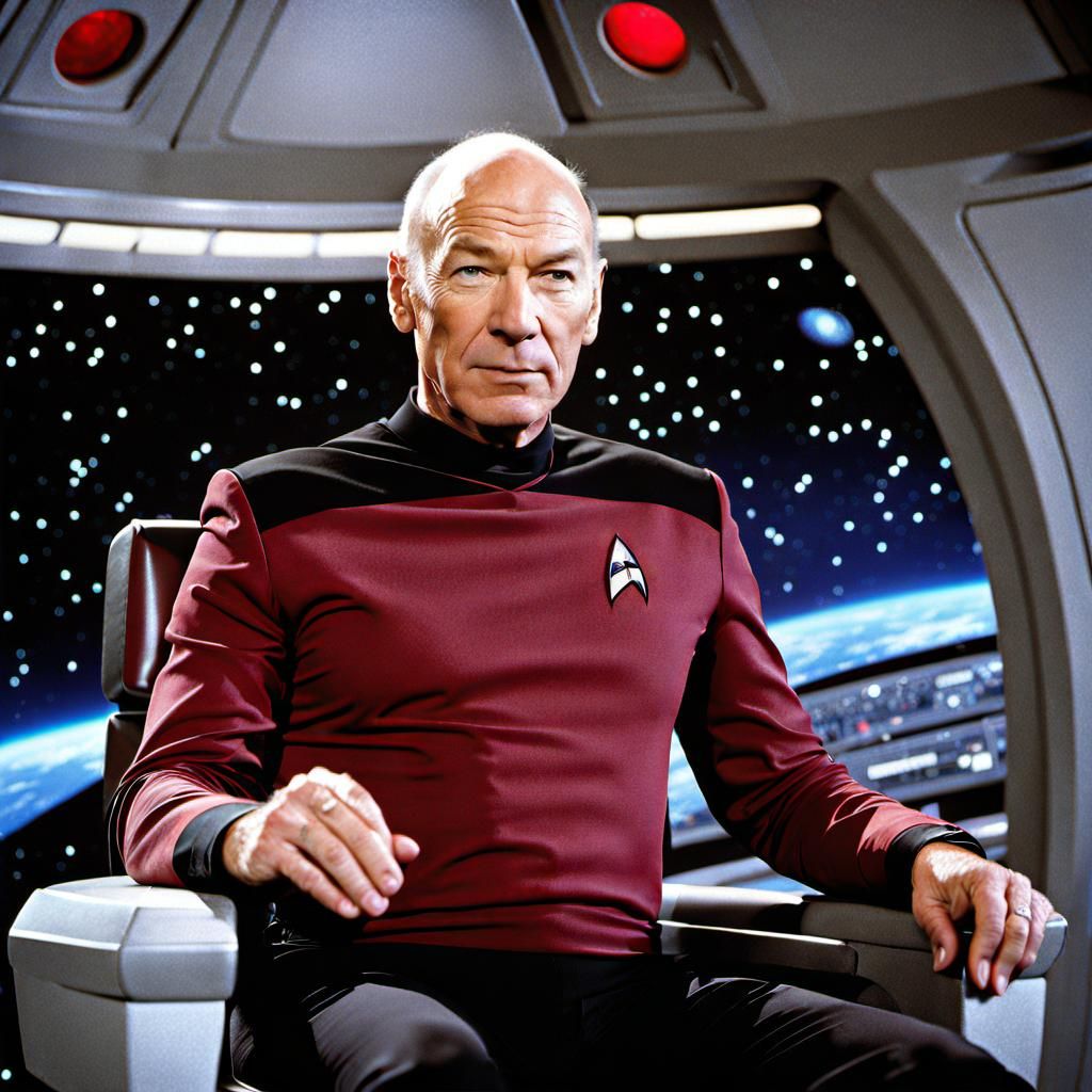 Captain Picard on the Bridge in 1989: Photorealistic