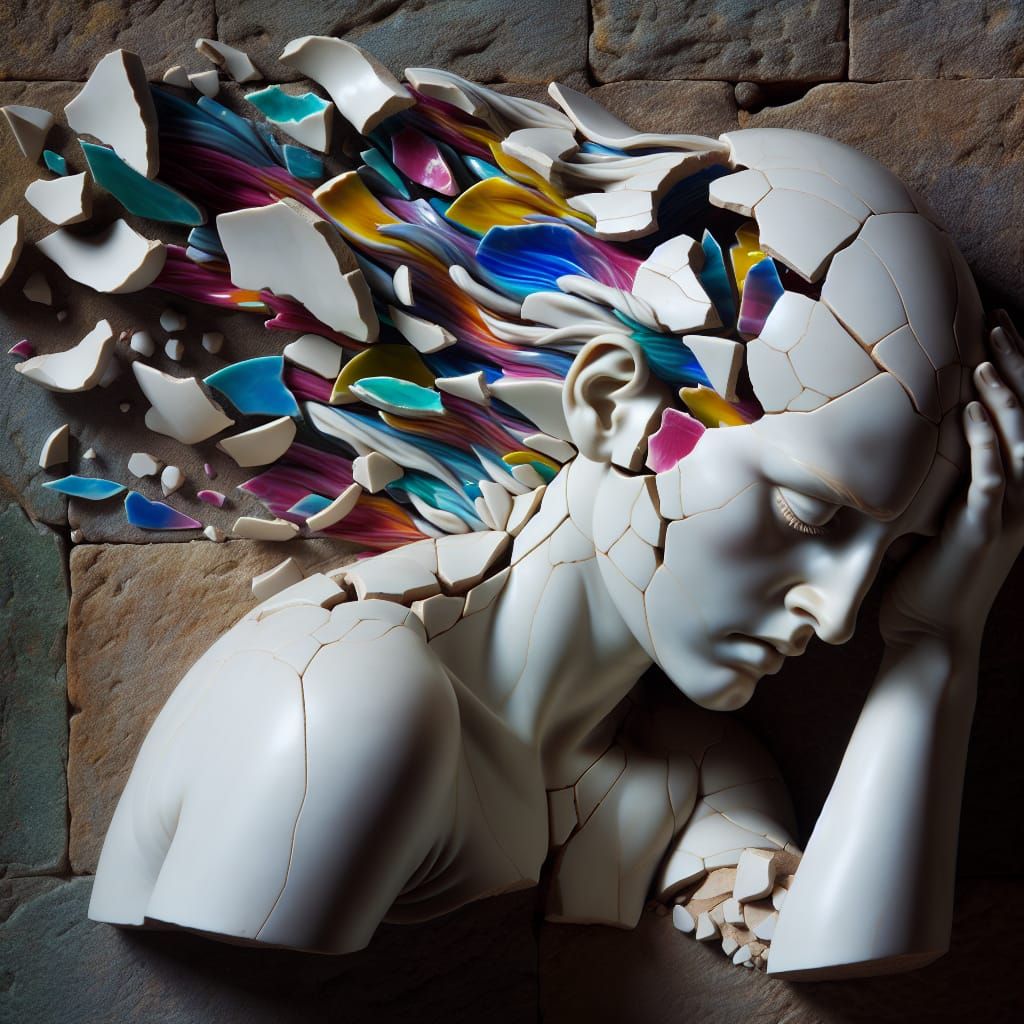 Porcelain Woman Shattering: A Study in Melancholy