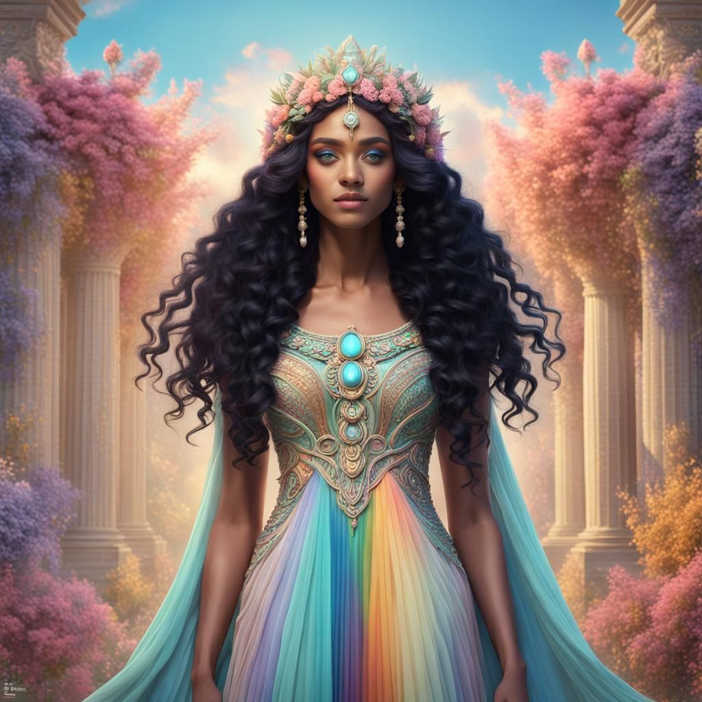 Spring Goddess in Pastel Rainbow Colors