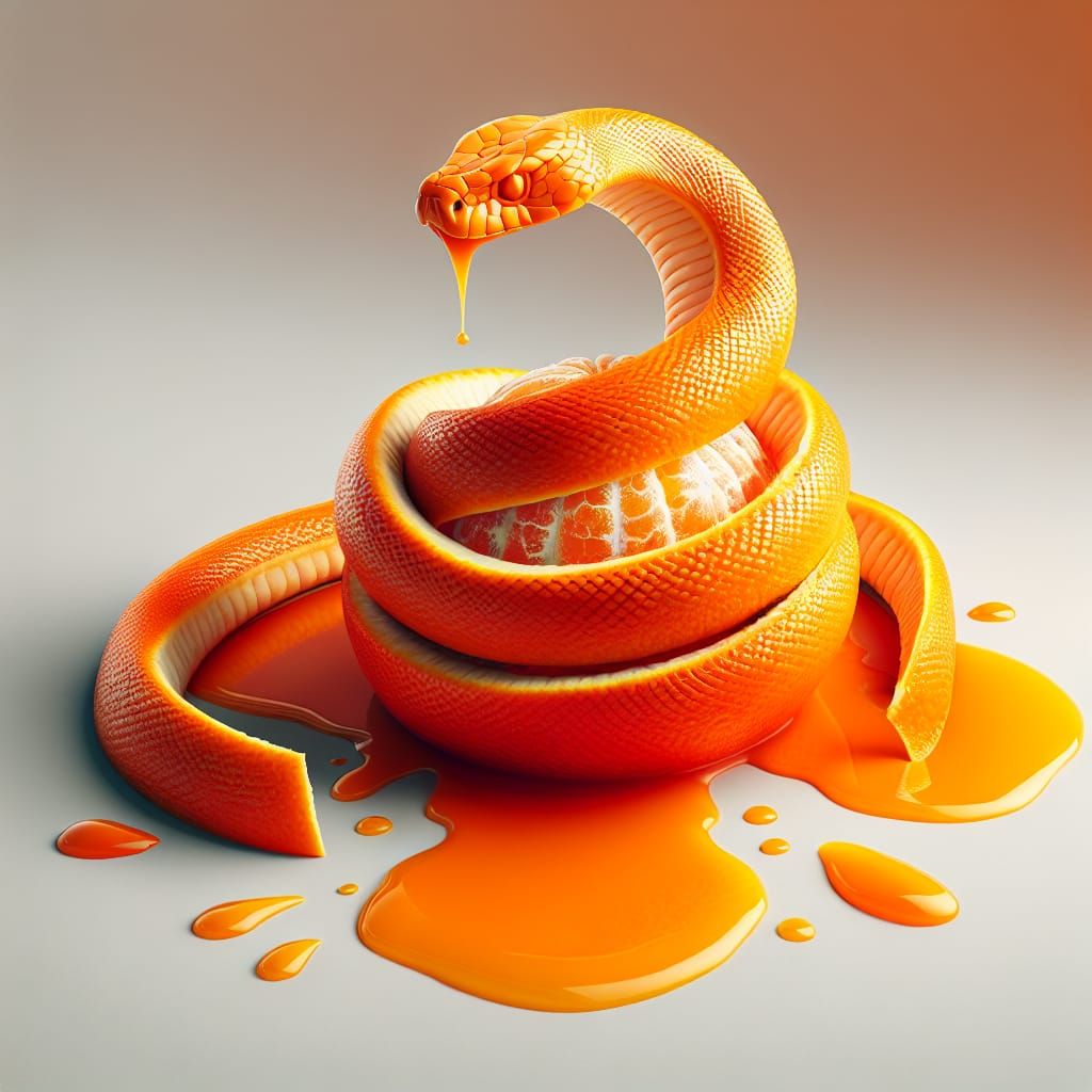 Snake-shaped orange peel