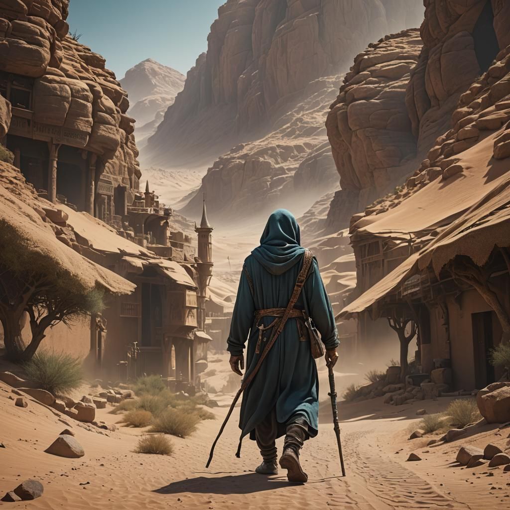 Arabian Wanderer in Detailed Matte Painting