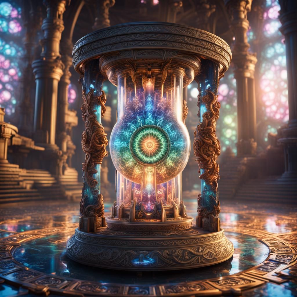 Dystopian Mandala in Mystical Hourglass: High-Detail Surreal...