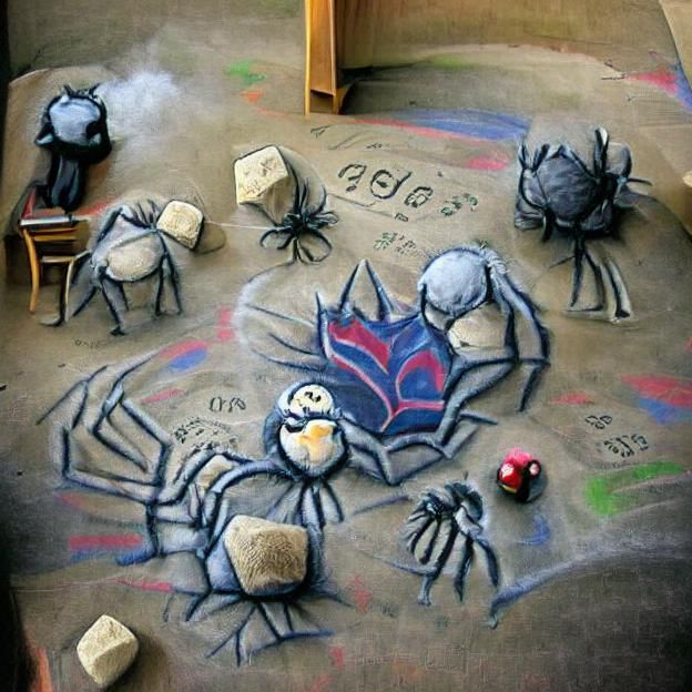 Spiders Chalk Art on Pavement
