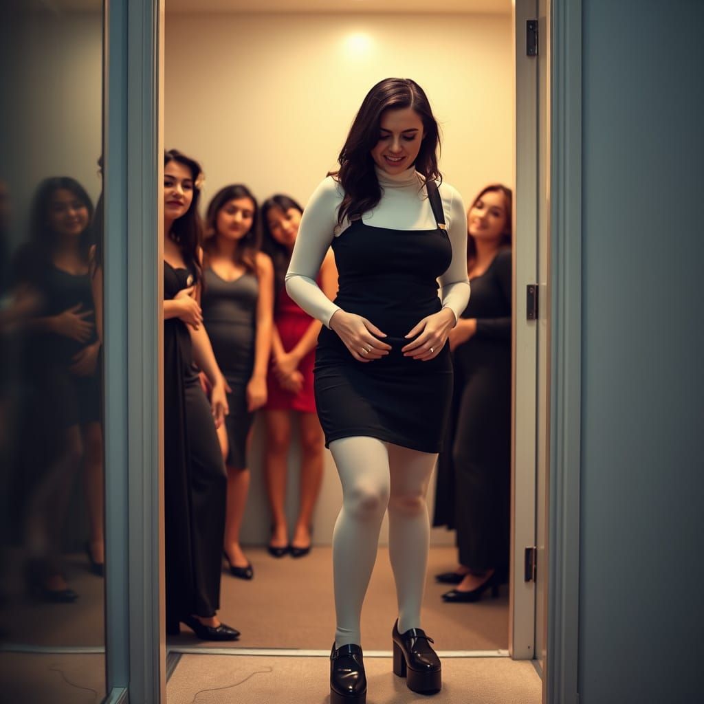 Vulnerable Beauty in a Changing Room Moment