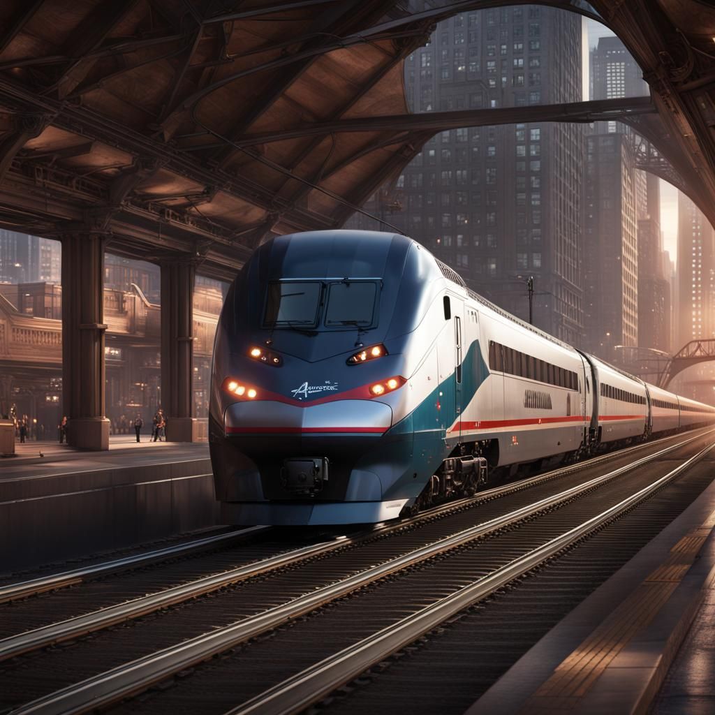Amtrak Cardinal Intercity Train Passing Through Chicago