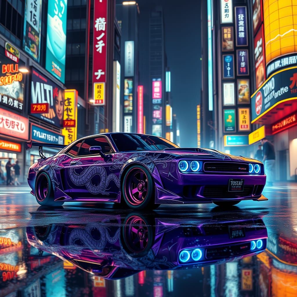 Cyberpunk Cobalt Car in Tokyo Drift Scene