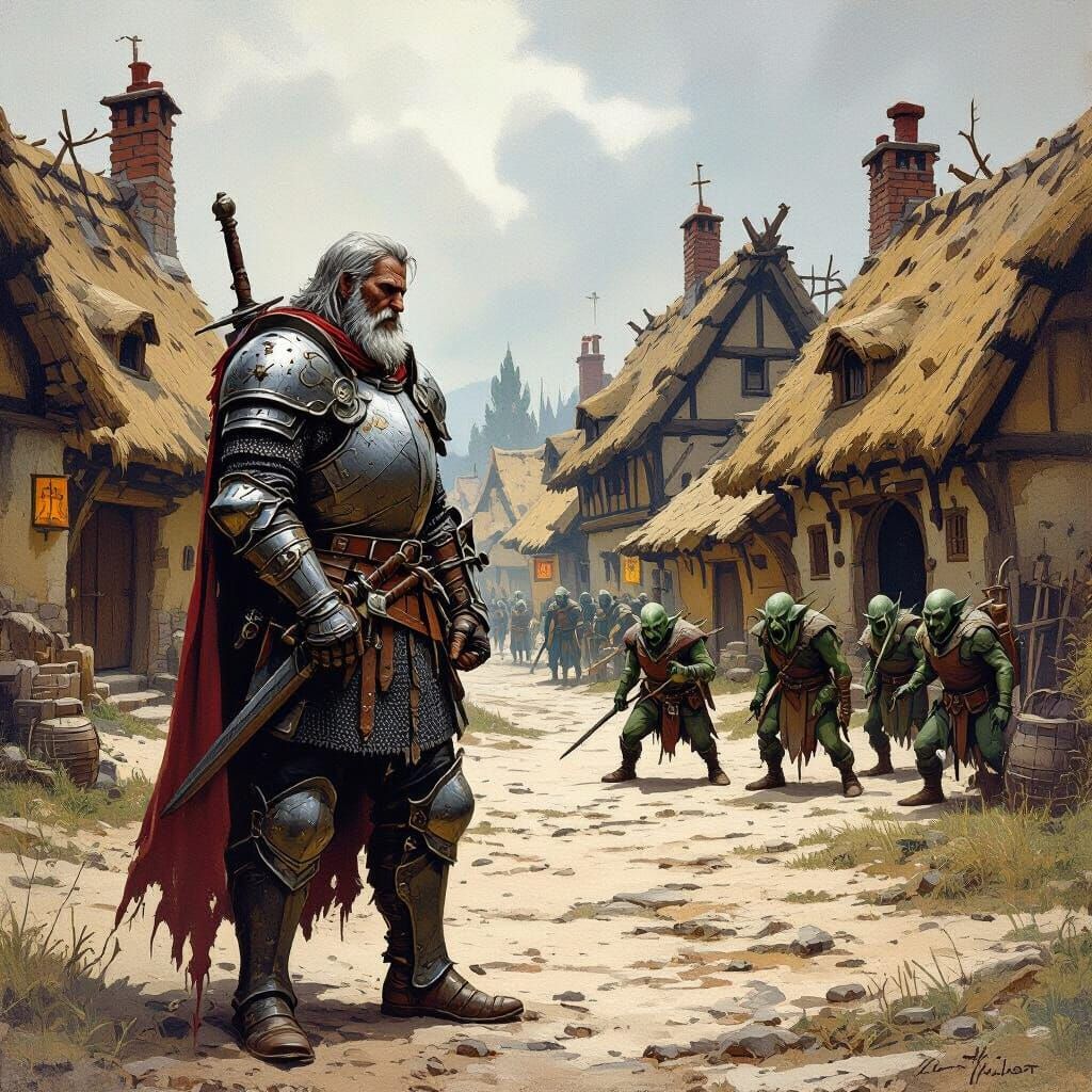 Knight vs Goblins in Fantasy Village