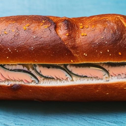 Kawaii Tuna Bread with Worm: Professional Photo