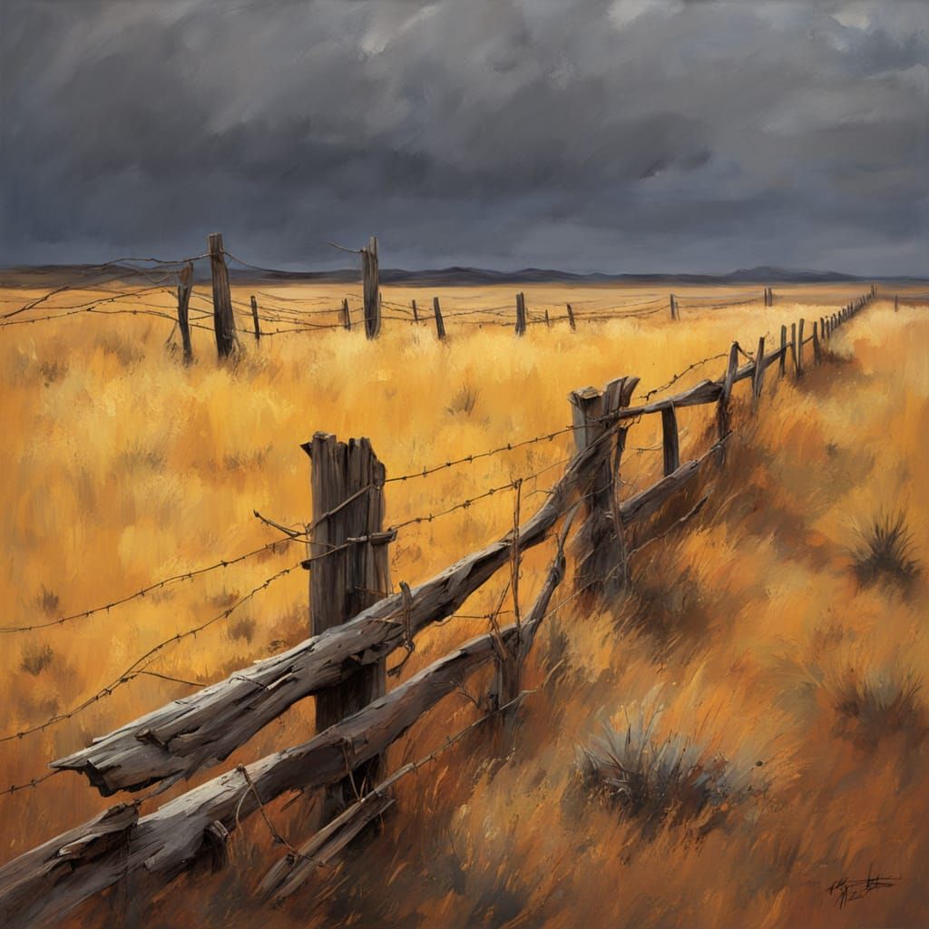 Weathered Rural Fence in Australian Tonalism Style
