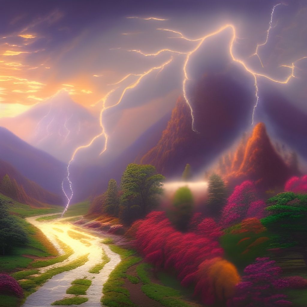 Ethereal Lightning Valley in Luminist Style