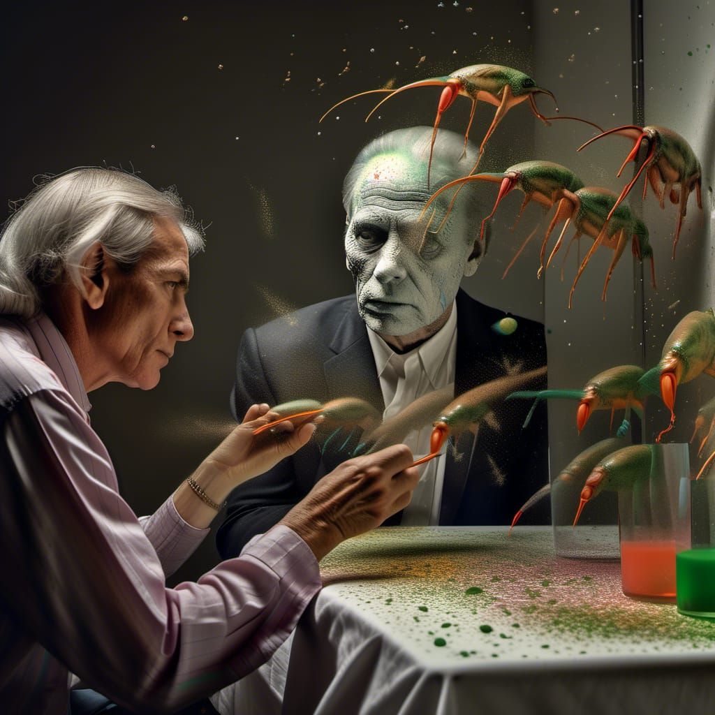 Surreal Portraits in White Laboratory, Detailed Matte Painti...