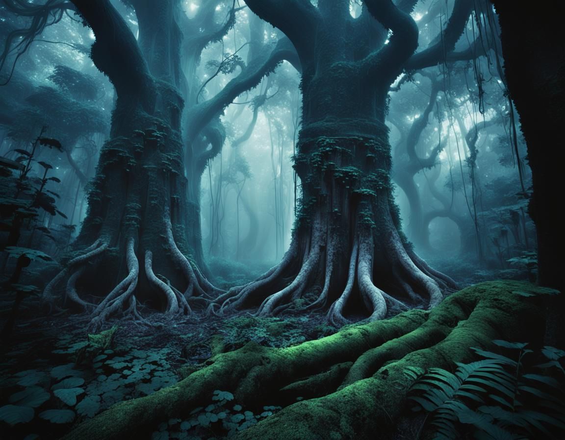 Eerie Dystopian Jungle in Surrealist Style