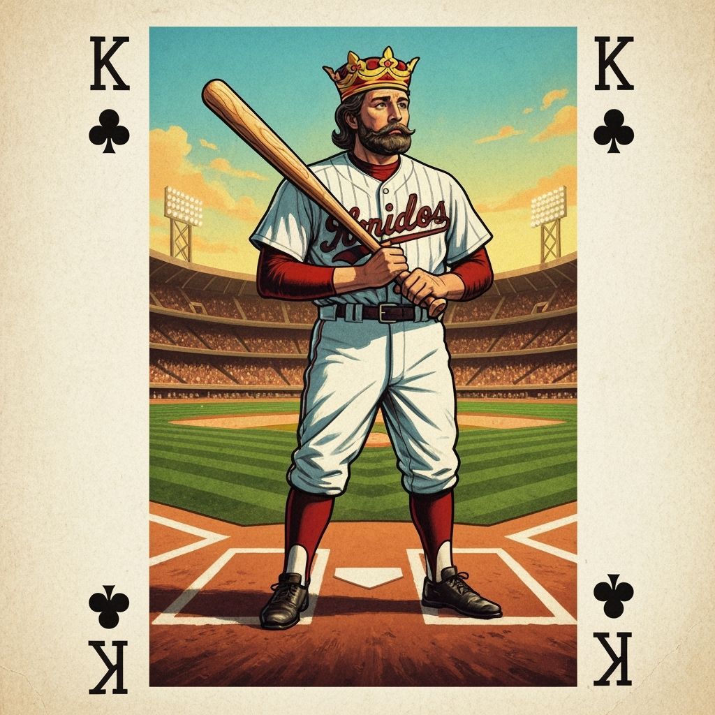 King Of Clubs Baseball Player Vintage Stadium Art