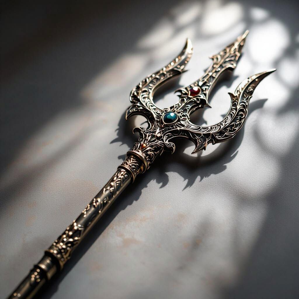 Ornate Trident Studio Shot with Dramatic Lighting