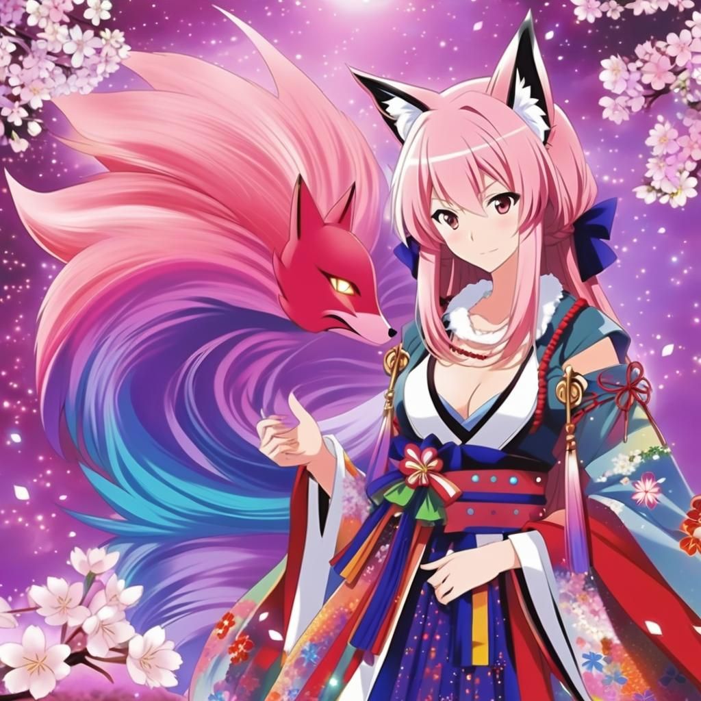 Lucky Anime Fox Spirit in Vibrant Manga Style