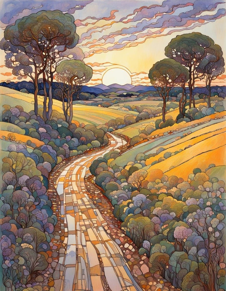 Entangled Road: Ink and Watercolour Landscape