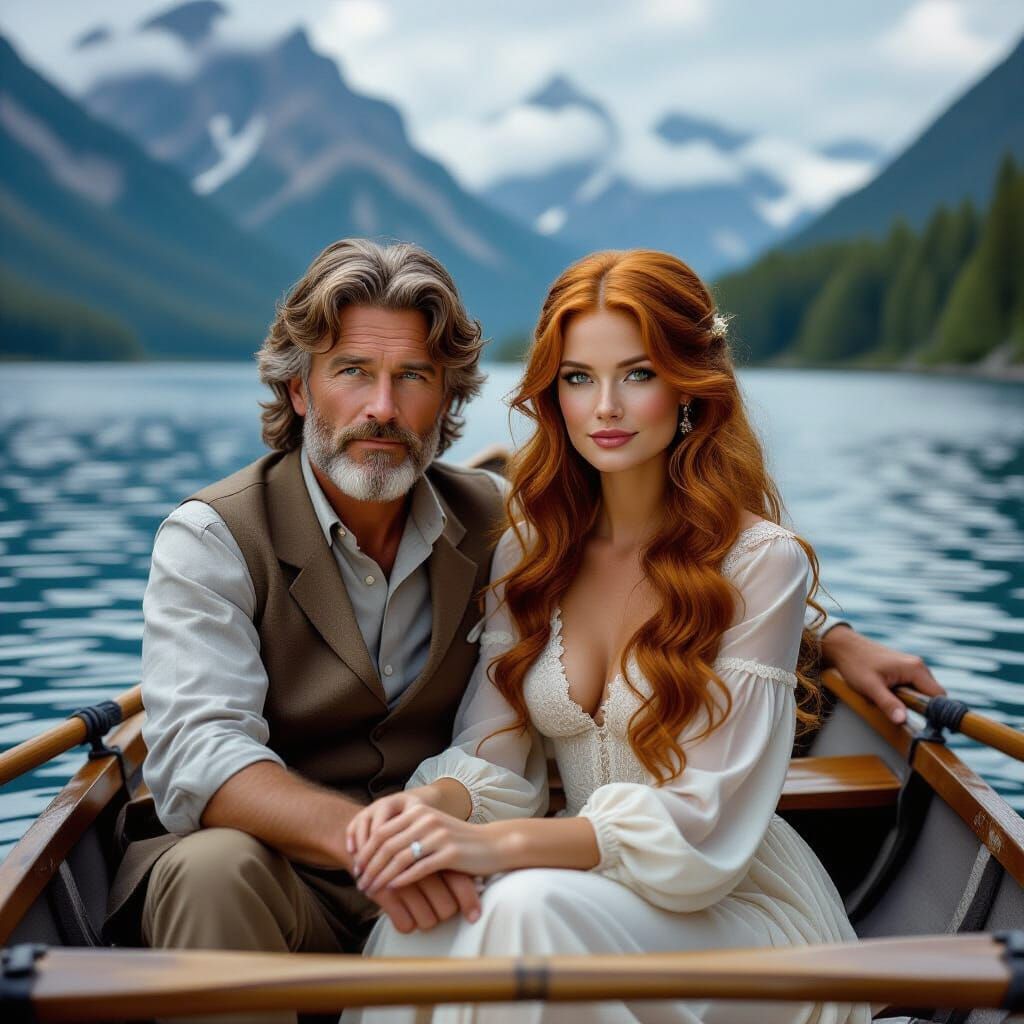 Romantic Lake Scene in Ethereal Fantasy Style