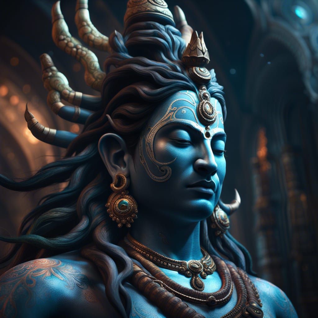 Epic Shiva Portrait in Hyperrealistic Digital Art
