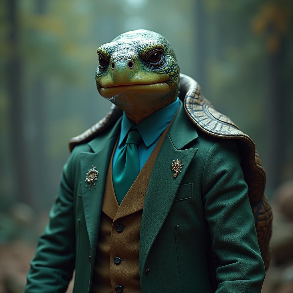 Turtle in Suit: Detailed Matte Painting